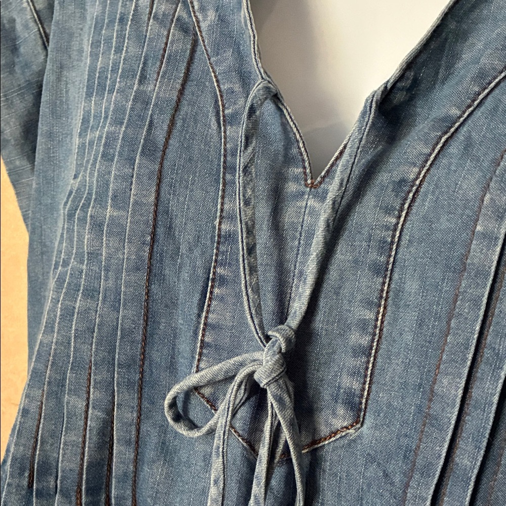 Entro Blue Denim Mini Dress with Pockets - Picture 2 of 6
